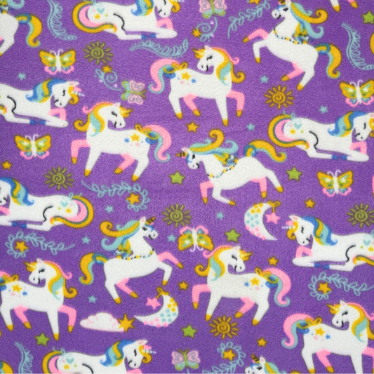 Printed Polar Fleece Lilac Unicorn