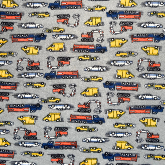 Printed Polar Fleece Cars & Trucks Grey