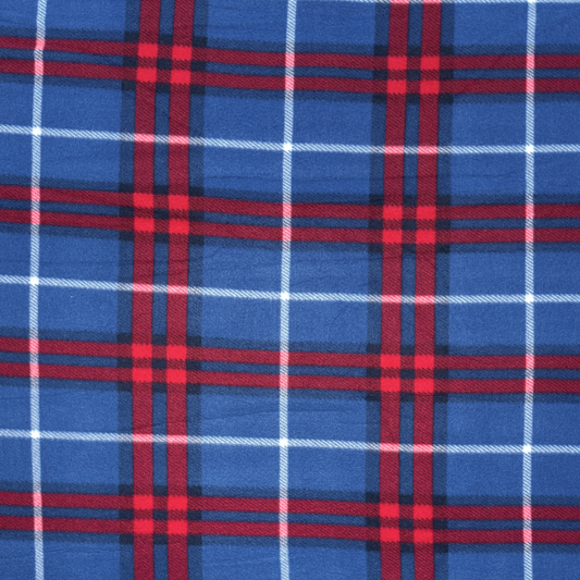 Printed Polar Fleece Check Royal & Red