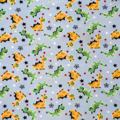Printed Polar Fleece Dino Baby Blue