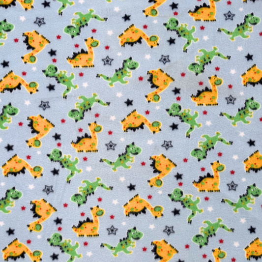 Printed Polar Fleece Dino Baby Blue