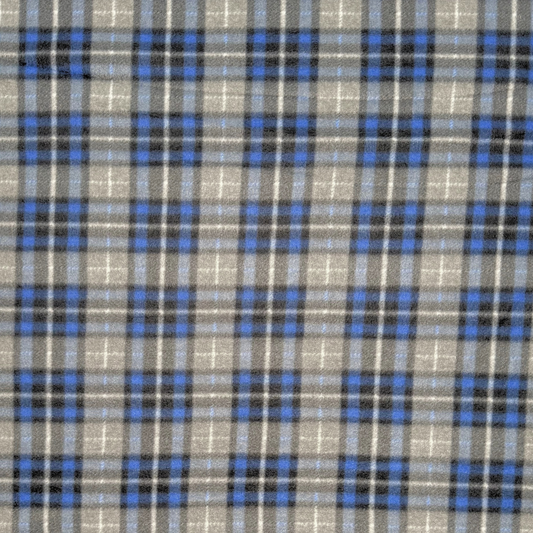 Printed Polar Fleece Check Navy & Taupe