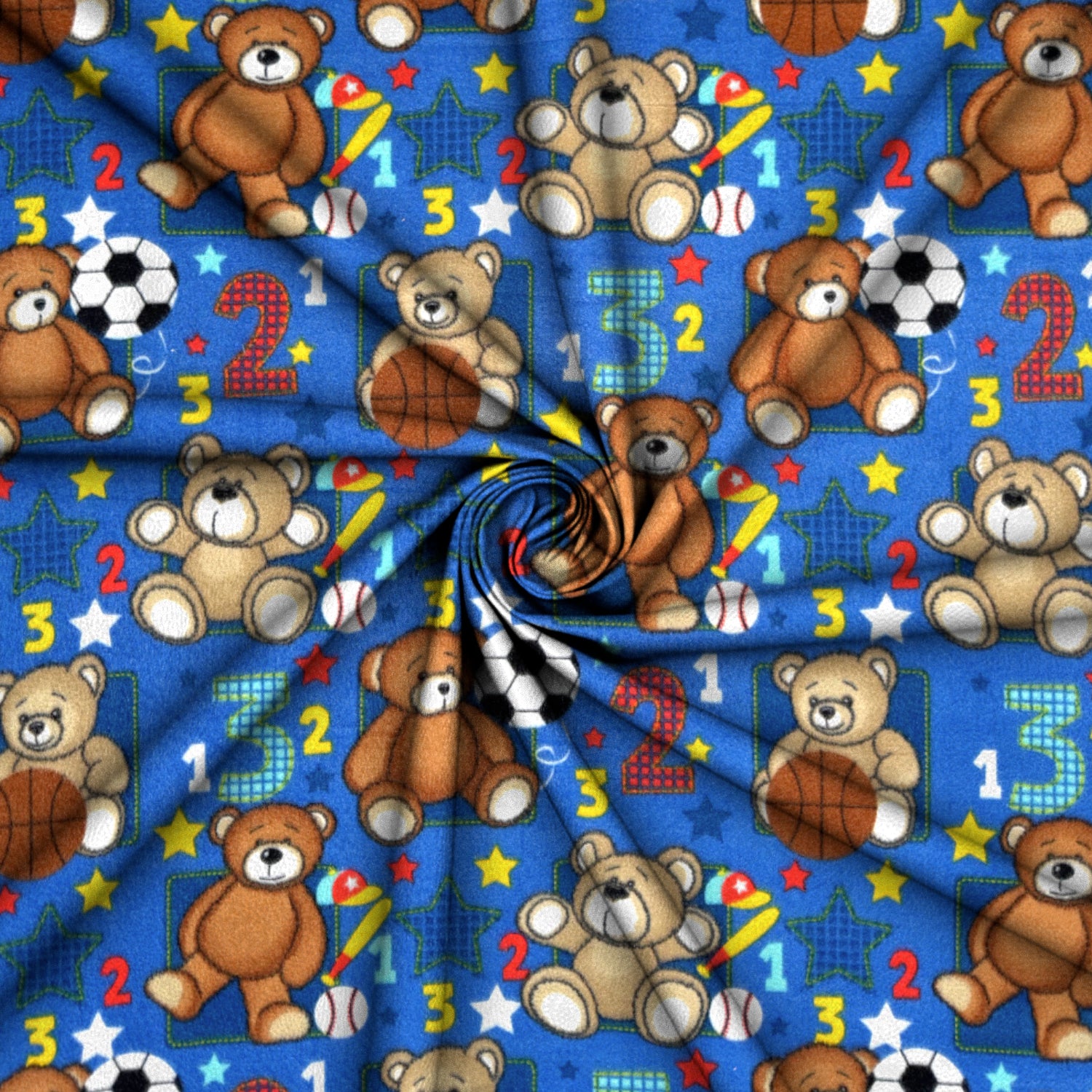Printed Polar Fleece Teddy Indigo - Ragland Fabrics