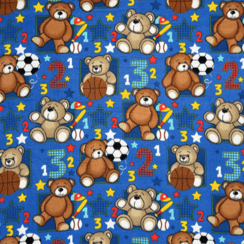 Printed Polar Fleece Teddy Indigo - Ragland Fabrics