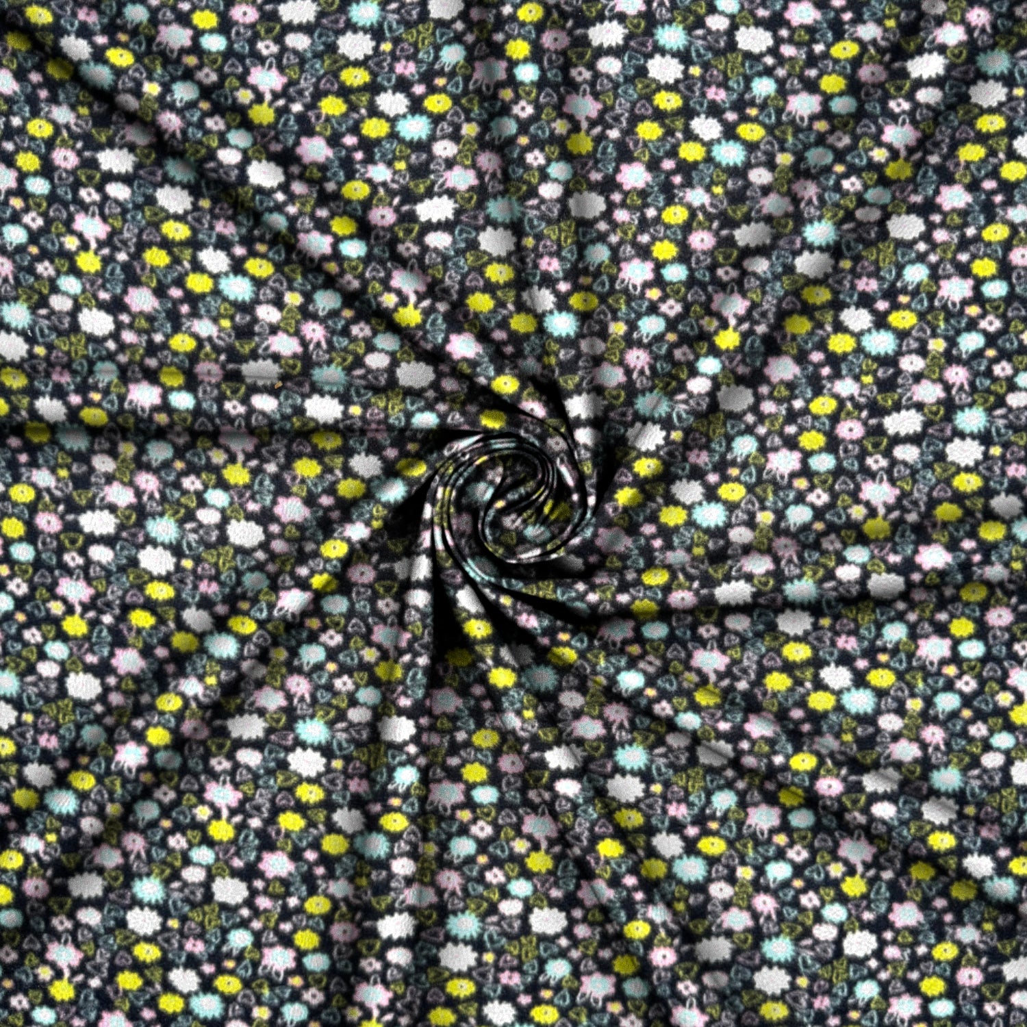 Printed Polar Fleece Floral Black - Ragland Fabrics