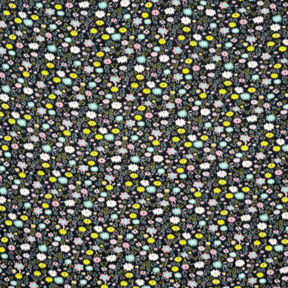 Printed Polar Fleece Floral Black - Ragland Fabrics