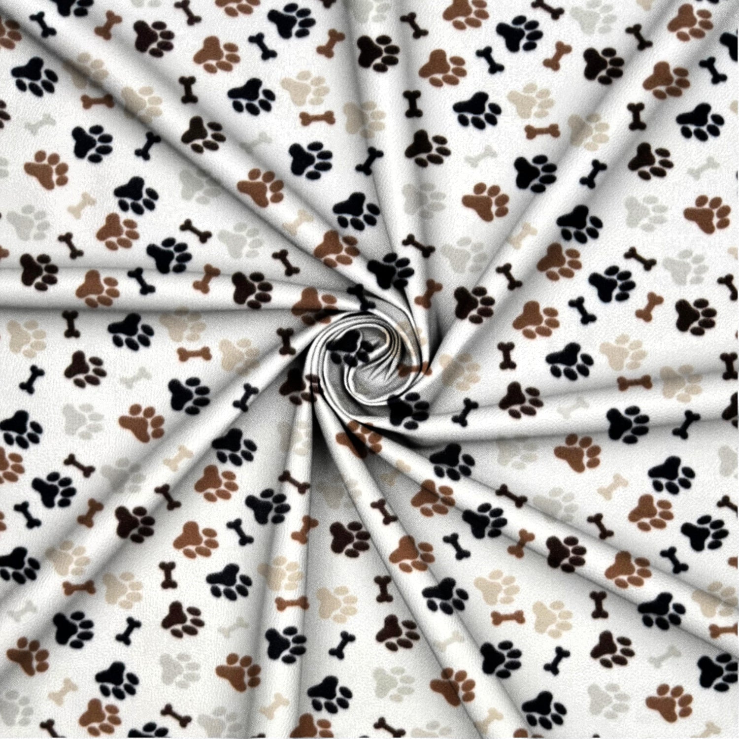 Printed Polar Fleece Pawz White - Ragland Fabrics