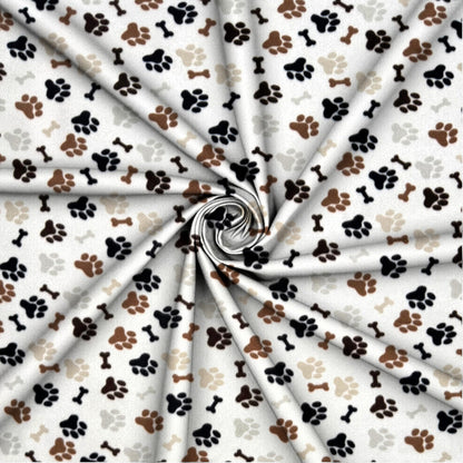 Printed Polar Fleece Pawz White - Ragland Fabrics