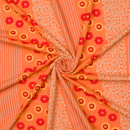 Cotton Knit Orange Border Floral