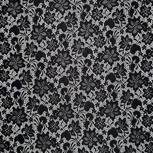 Lace Fabric - Floral Black - Ragland Fabrics