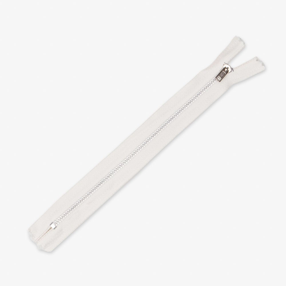 Metal Trouser Zips Off - White - 20cm - Ragland Fabrics