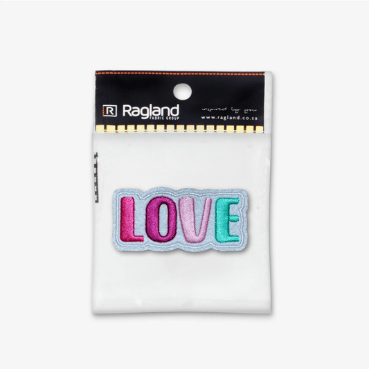 Motif Iron On Badge - LOVE WHITE - Ragland Fabrics