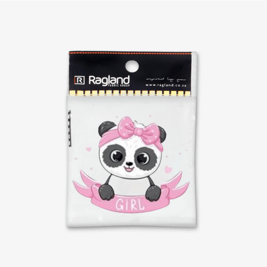 Motif Iron On Badge - Cute Panda Girl - Ragland Fabrics
