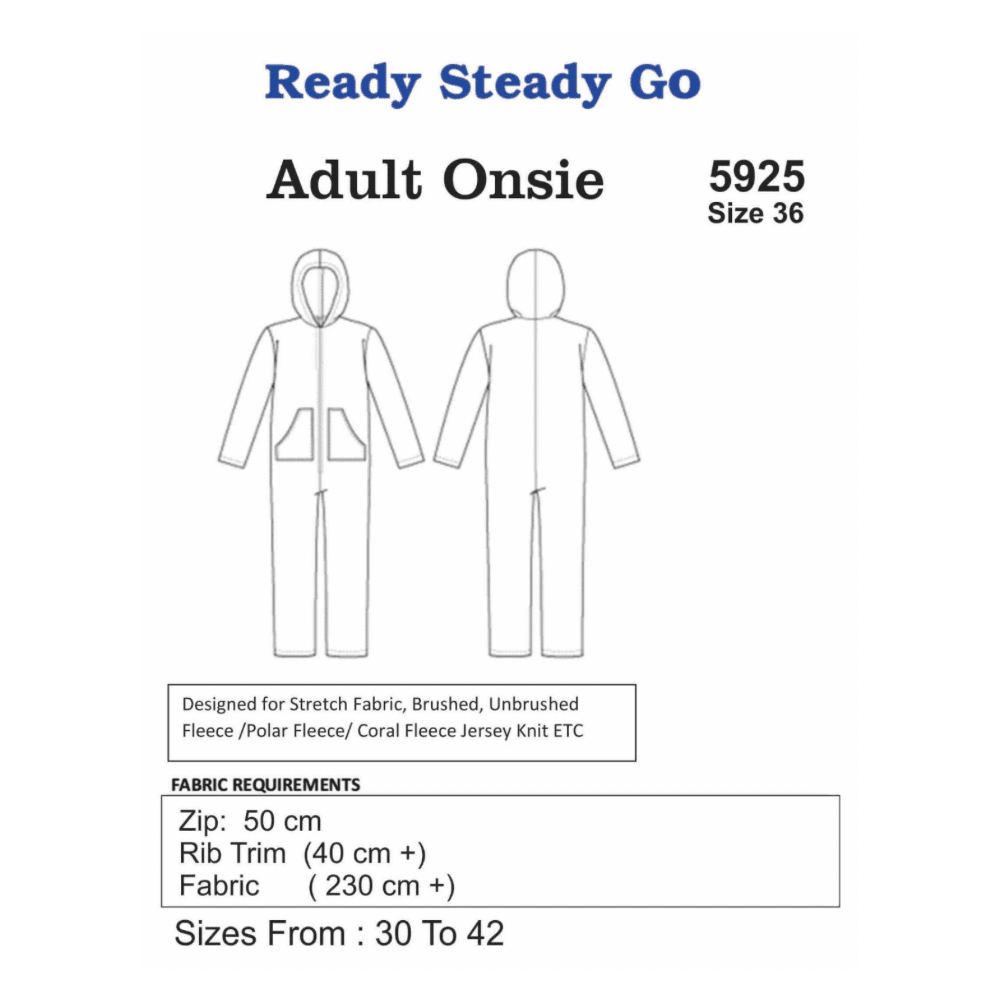 Pattern | Adult Onesie 5925 - Ragland Fabrics