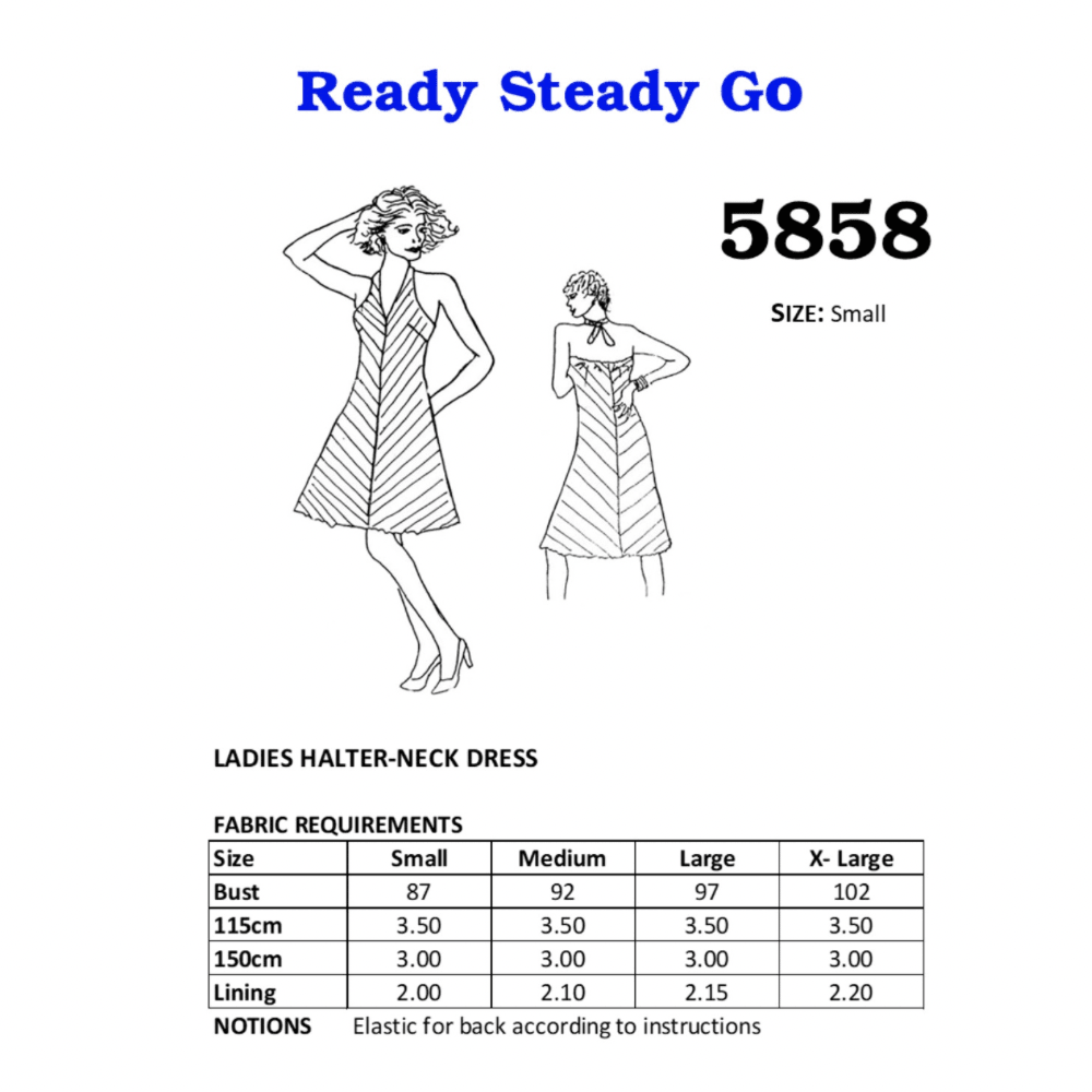 Pattern | Ladies Halter - Neck Dress 5858 - Ragland Fabrics