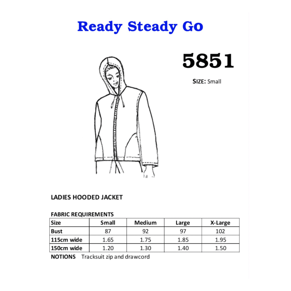 Pattern | Ladies Hooded Jacket 5851 - Ragland Fabrics
