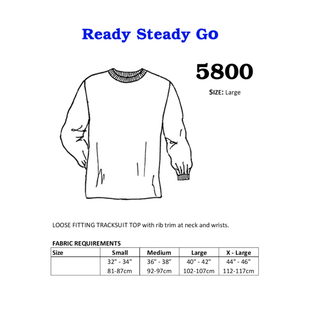 Pattern | Loose Fitting Tracksuit Top 5800 - Ragland Fabrics