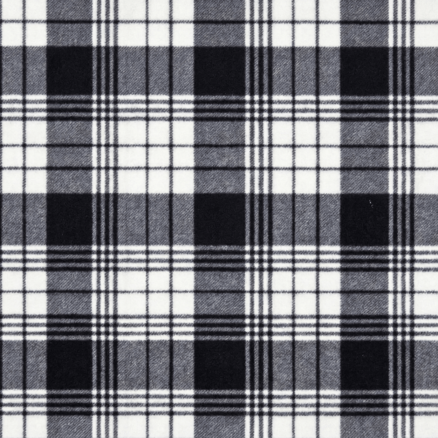 Printed Polar Fleece Tartan Black/White - Ragland Fabrics