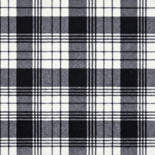 Printed Polar Fleece Tartan Black/White - Ragland Fabrics