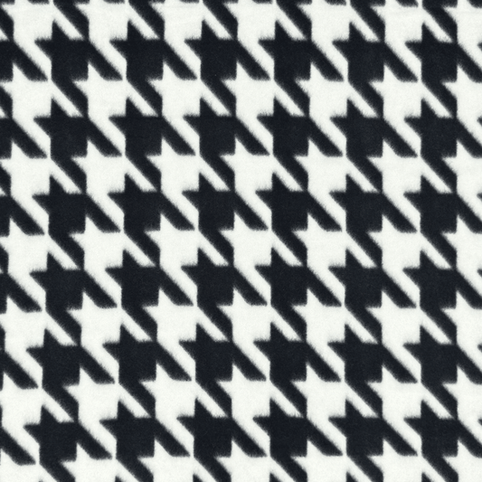 Printed Polar Fleece Black Houndstooth - Ragland Fabrics