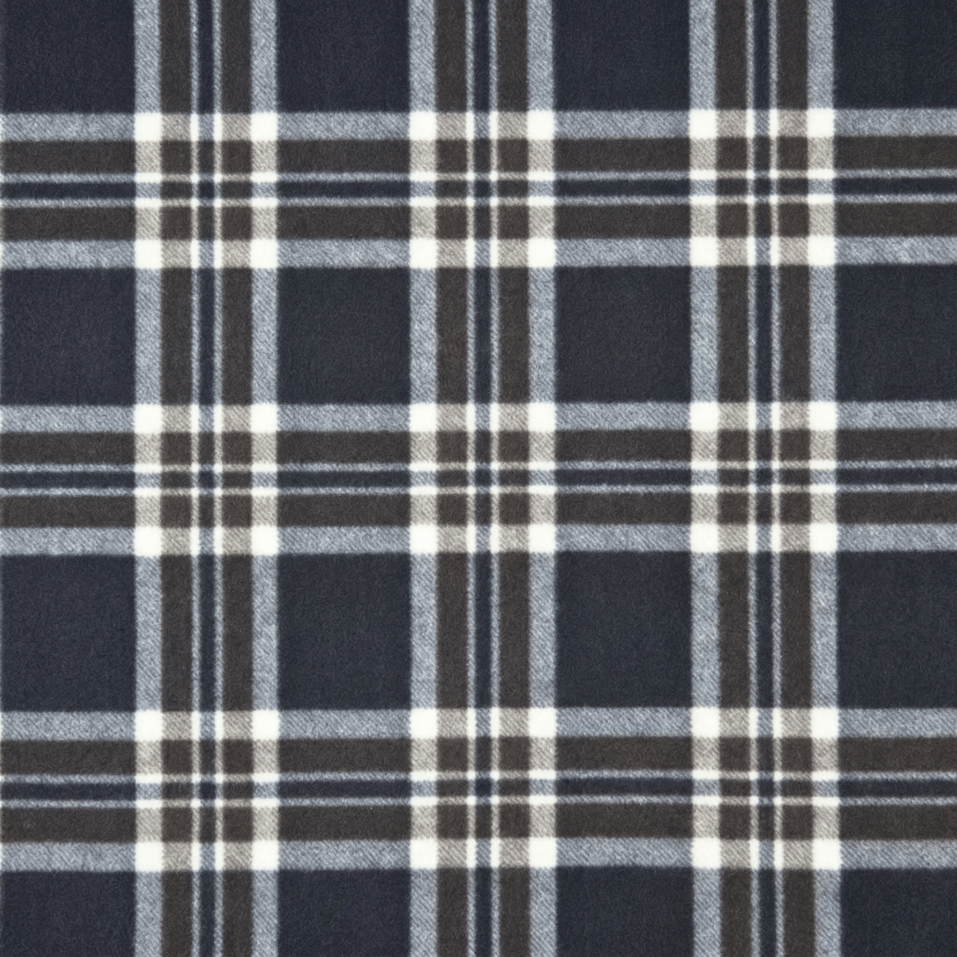 Printed Polar Fleece Tartan Black/Brown/White - Ragland Fabrics