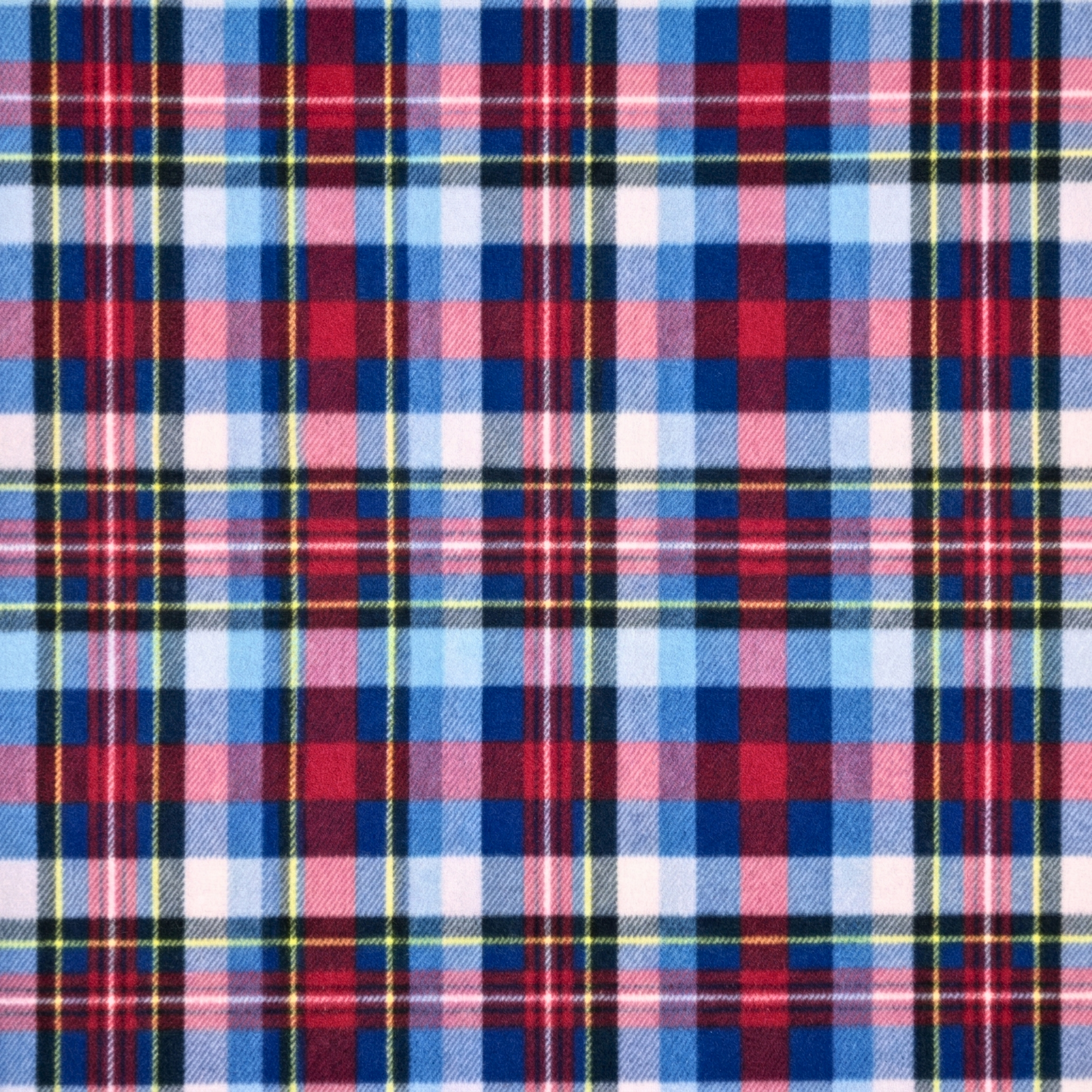 Printed Polar Fleece Tartan Blue/White/Red - Ragland Fabrics