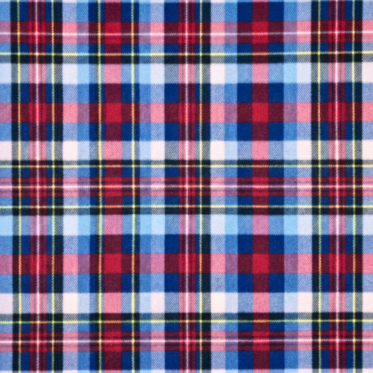 Printed Polar Fleece Tartan Blue/White/Red - Ragland Fabrics