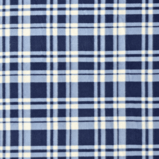 Printed Polar Fleece Tartan Blue/White - Ragland Fabrics