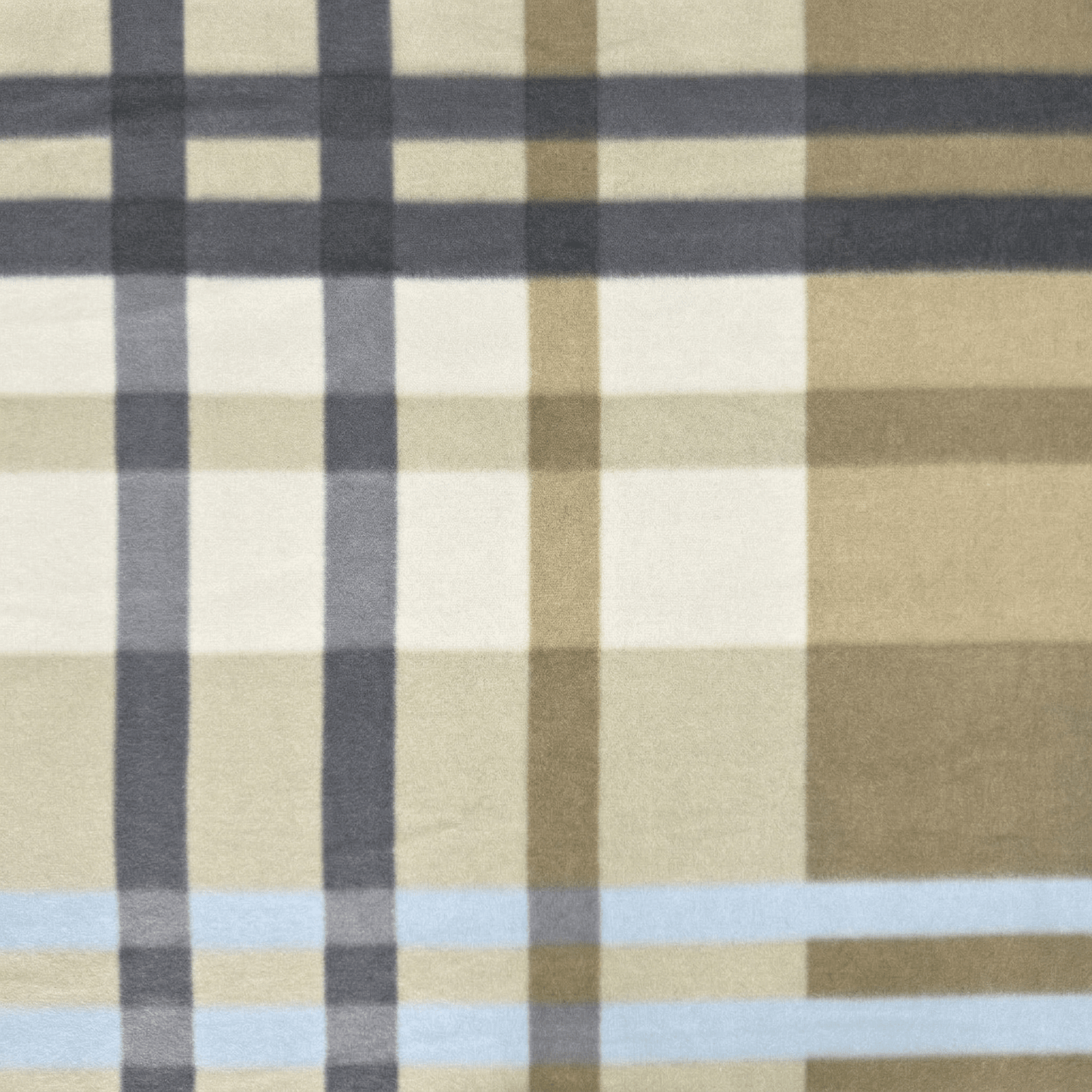 Printed Polar Fleece Tartan Sky/Beige/Black - Ragland Fabrics