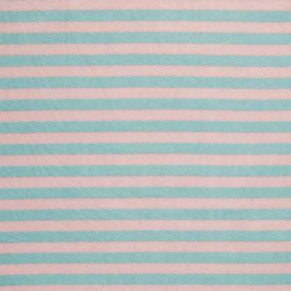 Printed Polar Fleece Peach/Turquoise Stripe