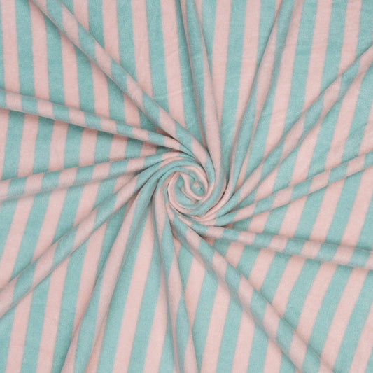 Printed Polar Fleece Peach/Turquoise Stripe