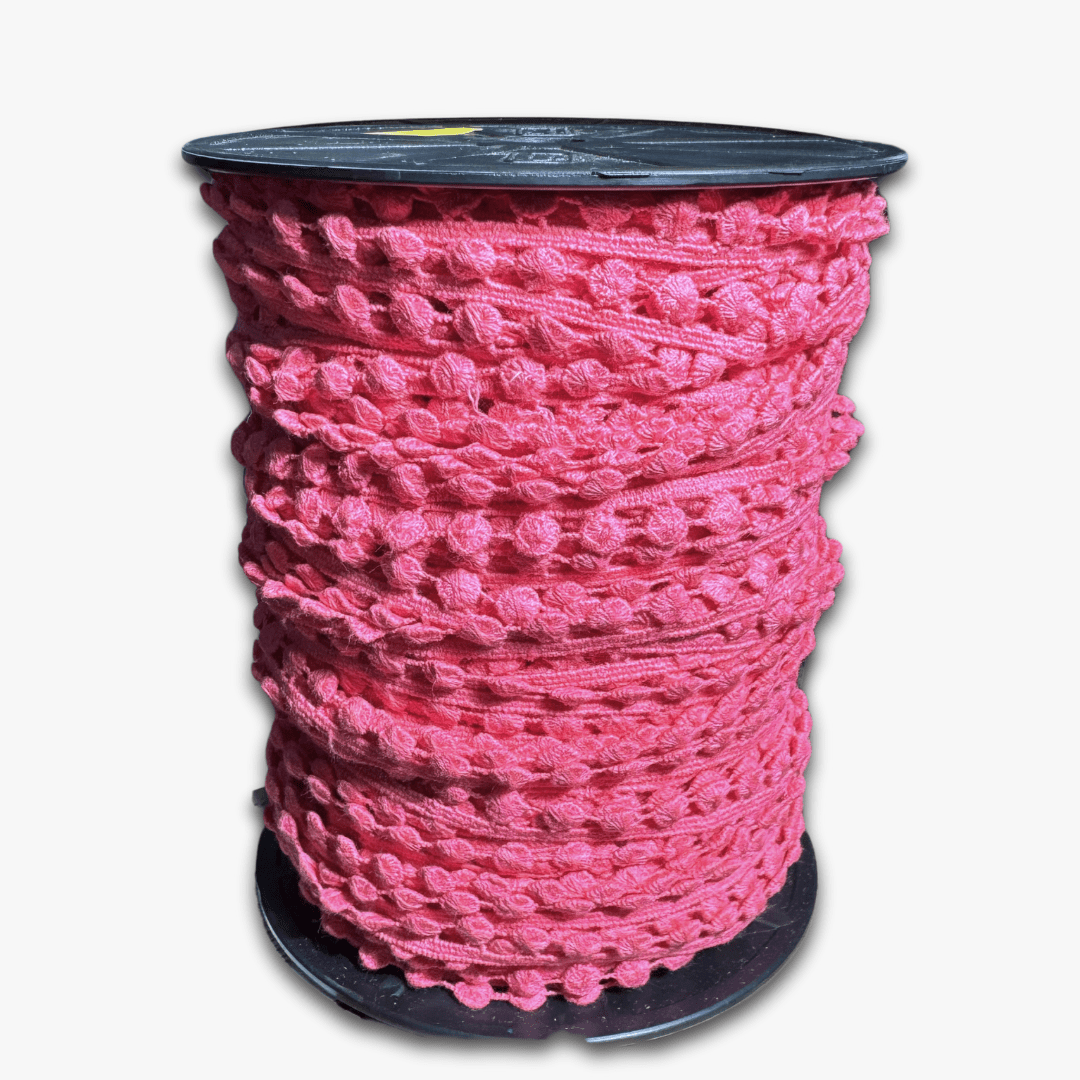 Pom Pom Lace 12mm | Pink (Per Met) - Ragland Fabrics