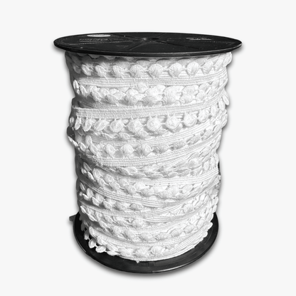 Pom Pom Lace 12mm | White (Per Met) - Ragland Fabrics
