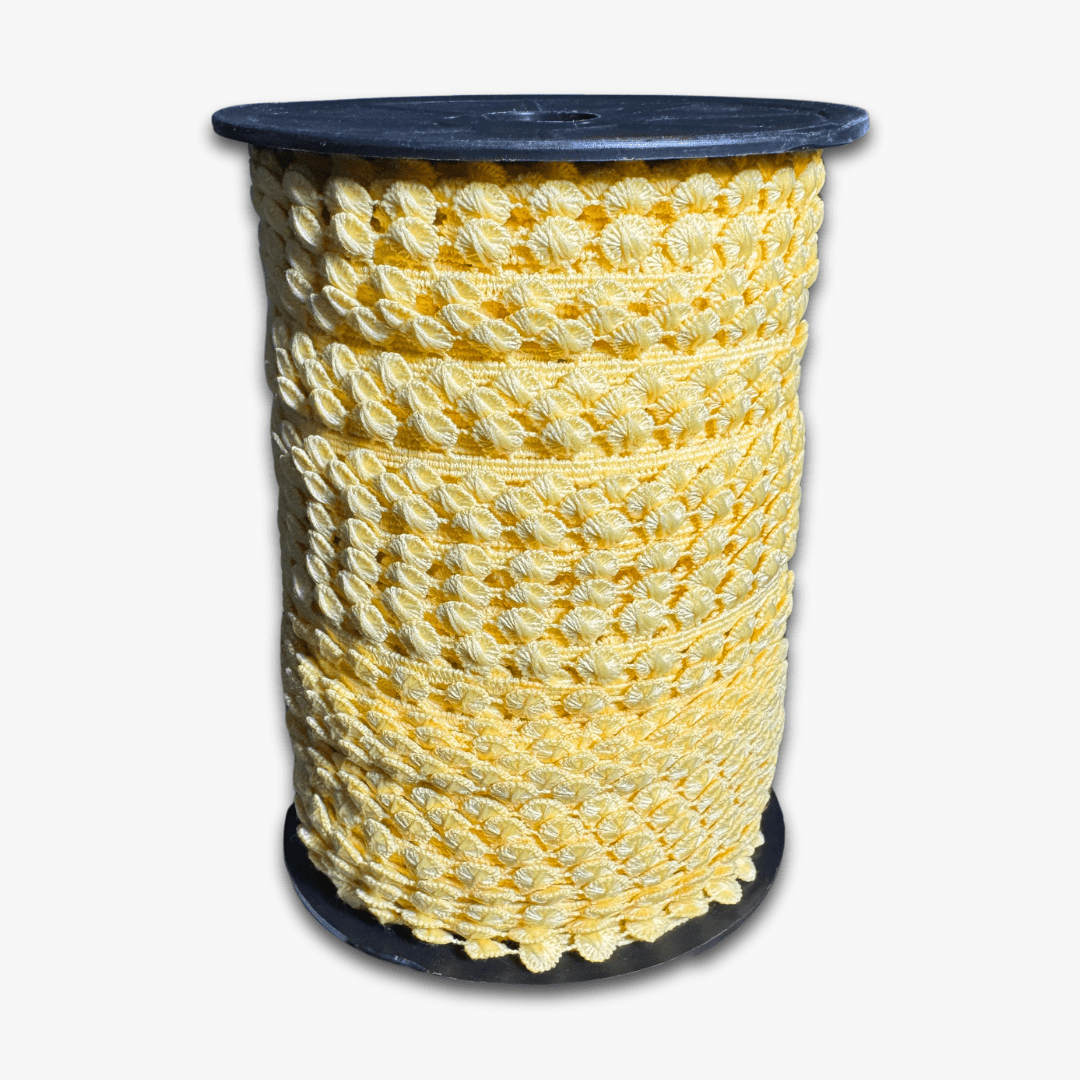 Pom Pom Lace 12mm | Yellow (Per Met) - Ragland Fabrics
