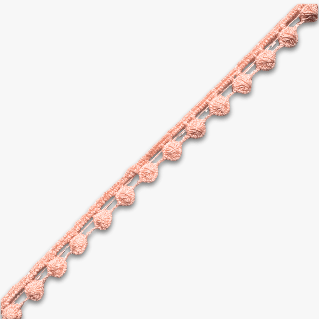 Pom Pom Lace 15mm | Peach - Clearance - Ragland Fabrics