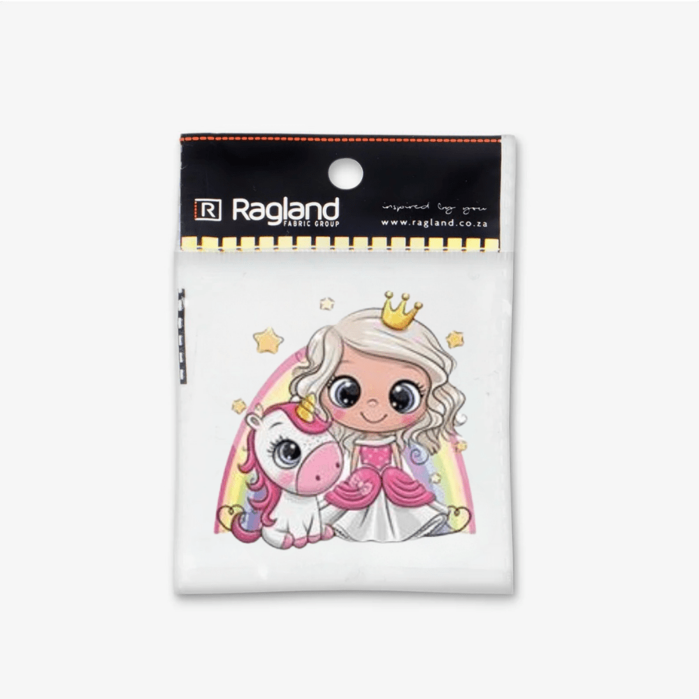 Motif Iron On Badge - Princess And Unicorn - Ragland Fabrics