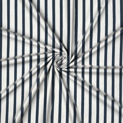 Printed Designer Stripe - Dark Navy Ribbed - Ragland Fabrics