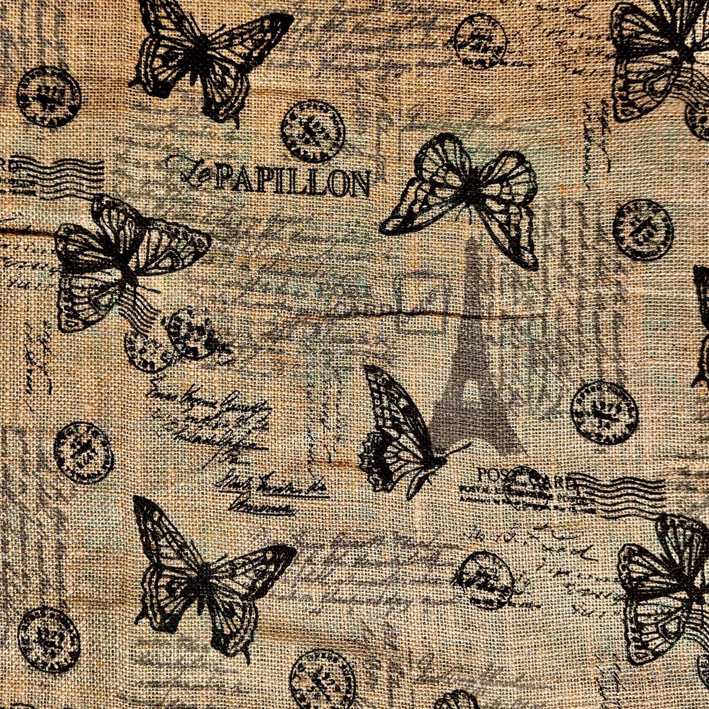 Printed Hessian Papillion 140cm - Ragland Fabrics
