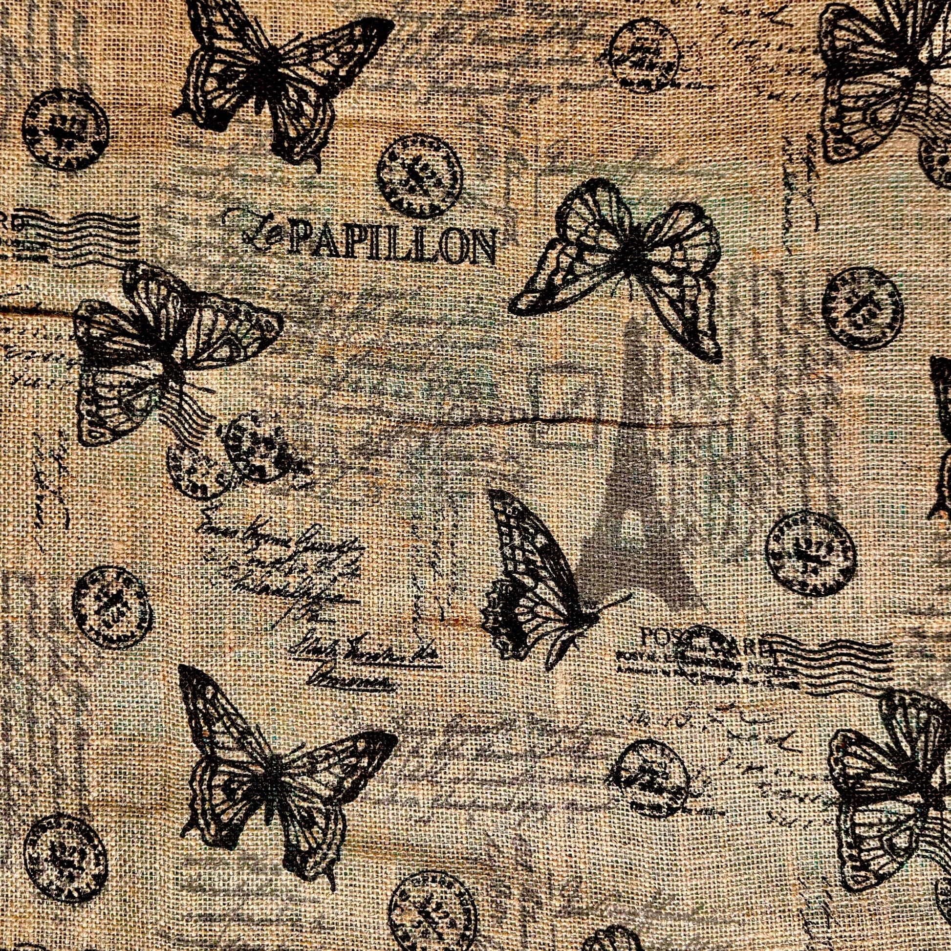 Printed Hessian Papillion 140cm - Ragland Fabrics