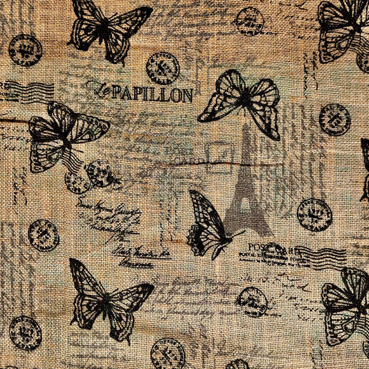 Printed Hessian Papillion 140cm - Ragland Fabrics