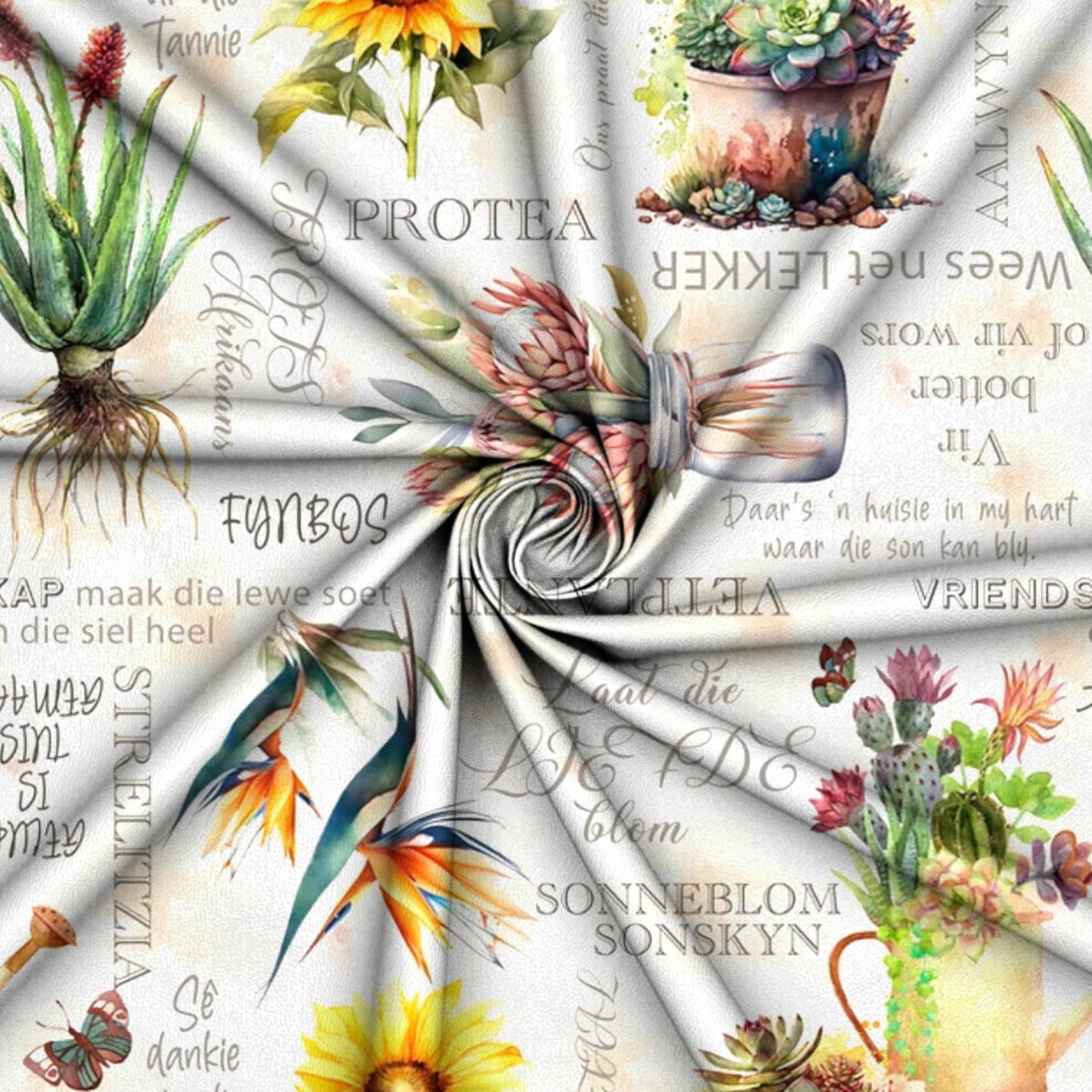 Printed Mini Matt Afrikaans Blomme - Ragland Fabrics