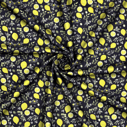 Printed Mini Matt Lemon & Olive Black - Ragland Fabrics