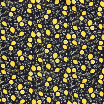 Printed Mini Matt Lemon & Olive Black - Ragland Fabrics