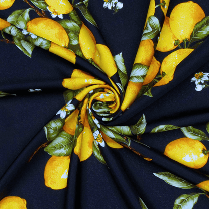 Printed Mini Matt Lemon Fruit Navy 150cm - Ragland Fabrics