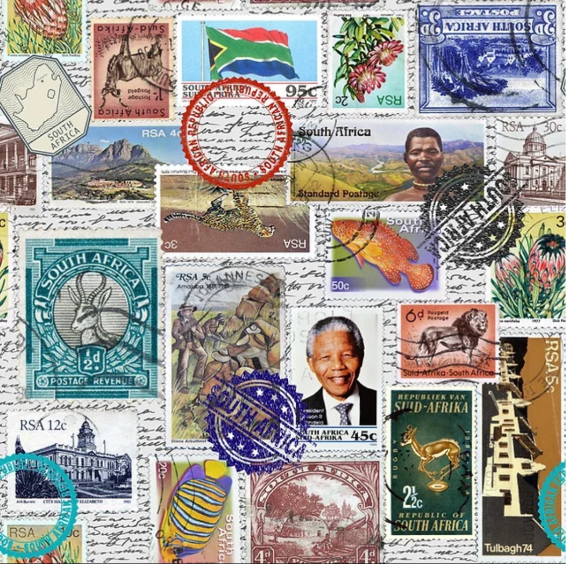 Printed Mini Matt Mandela Stamps - Ragland Fabrics