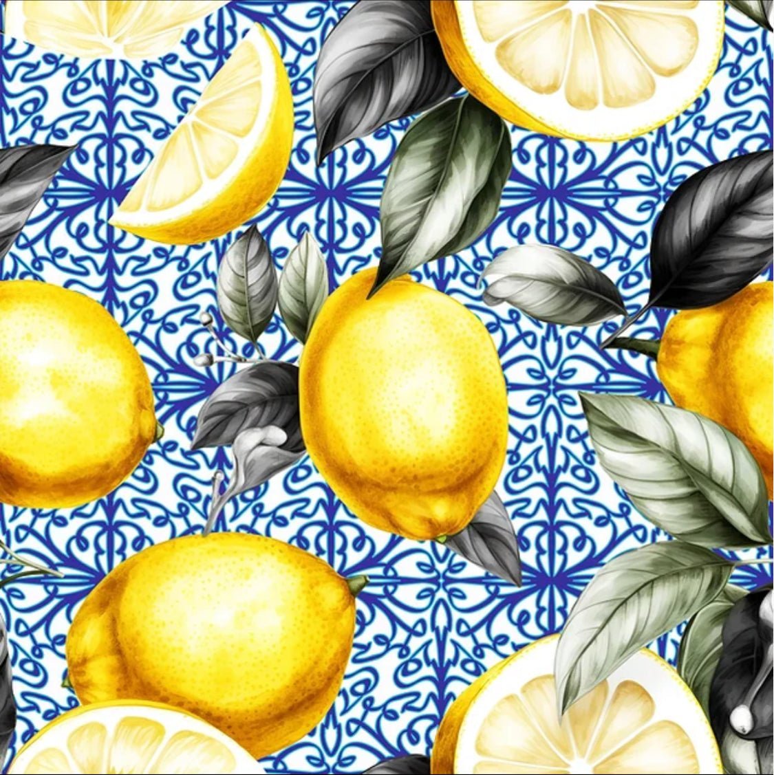 Printed Mini Matt Mediterranean Lemons - Ragland Fabrics