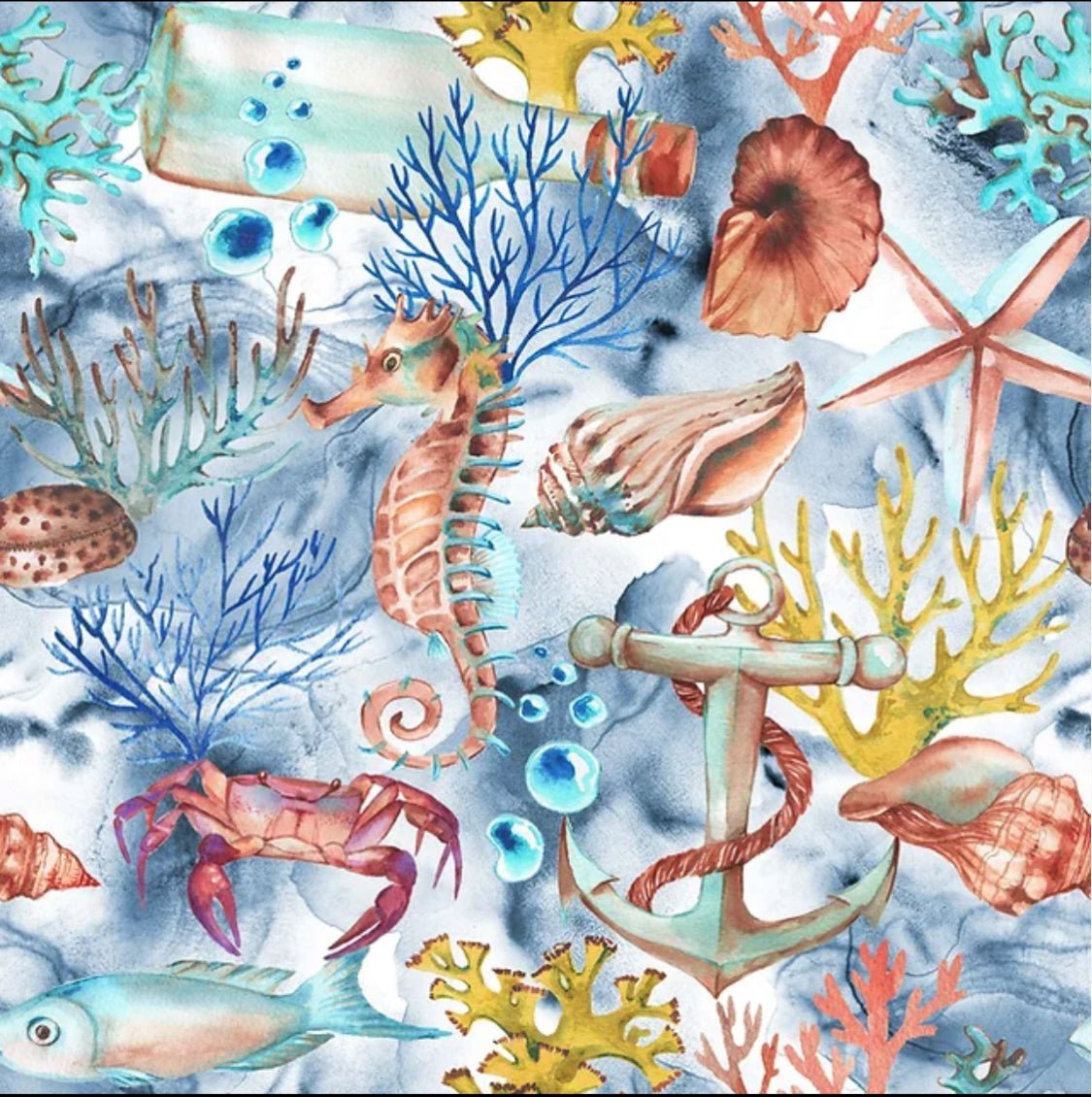 Printed Mini Matt Seahorse - Ragland Fabrics