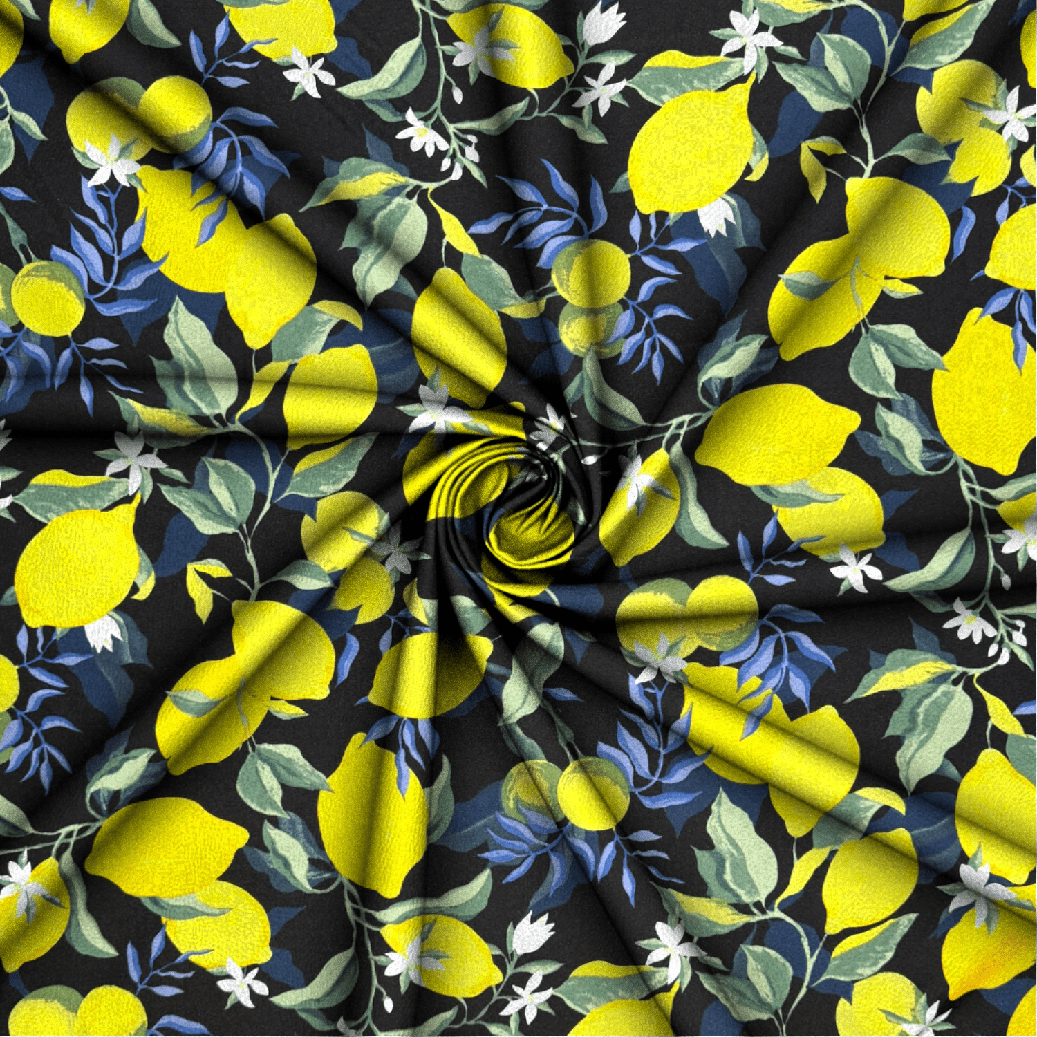 Printed Mini Matt Zesty Lemon Black - Ragland Fabrics