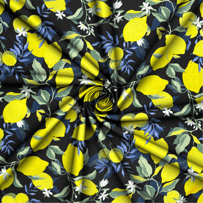 Printed Mini Matt Zesty Lemon Black - Ragland Fabrics