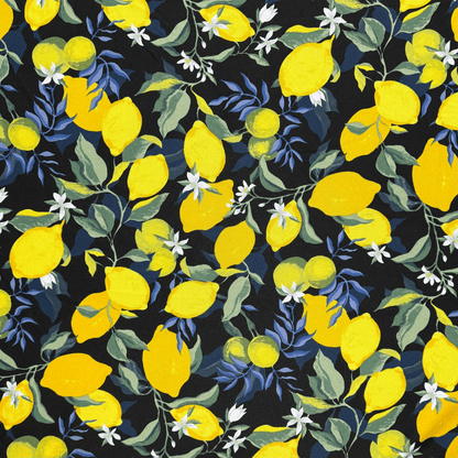 Printed Mini Matt Zesty Lemon Black - Ragland Fabrics
